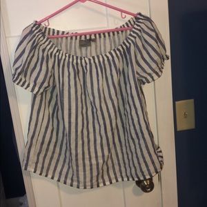 Blue and white striped shirt